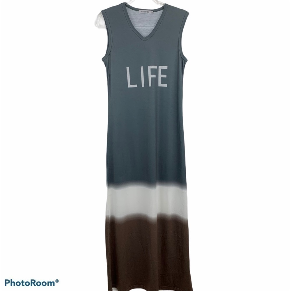 MISSLOOK Maxi “LIFE” Tee Shirt Dress Size S